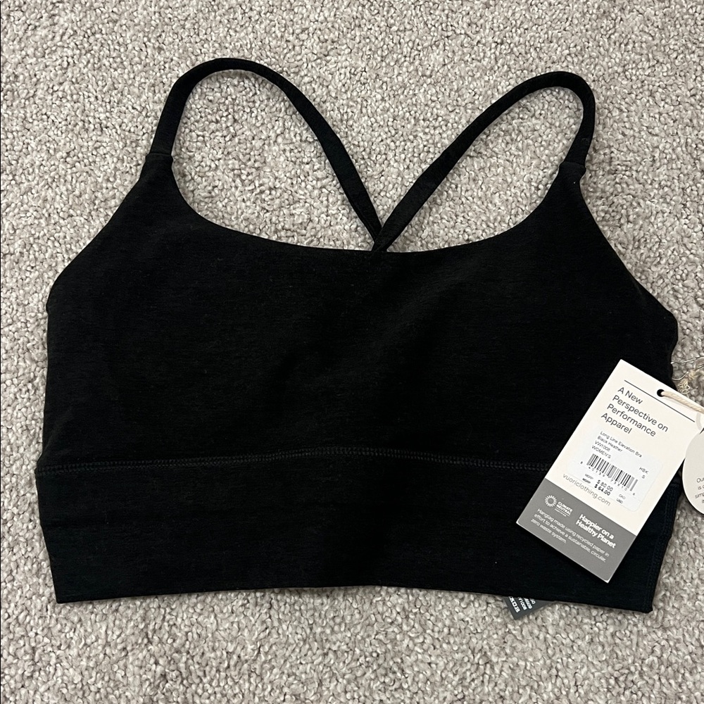 Vuori Black Heather Long Line Elevation Bra Small